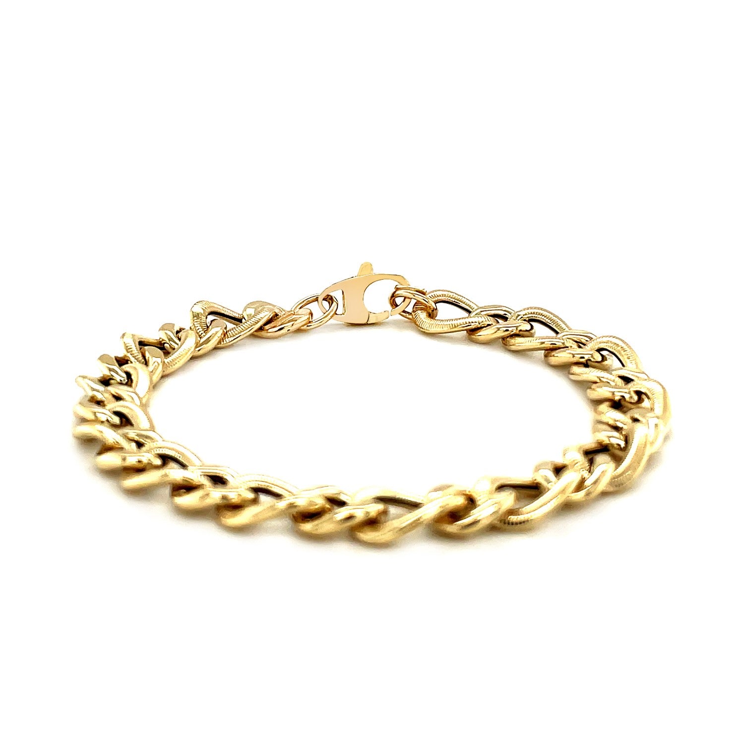 Curb Chain Design with Diamond Cuts in 14KT Yellow Gold