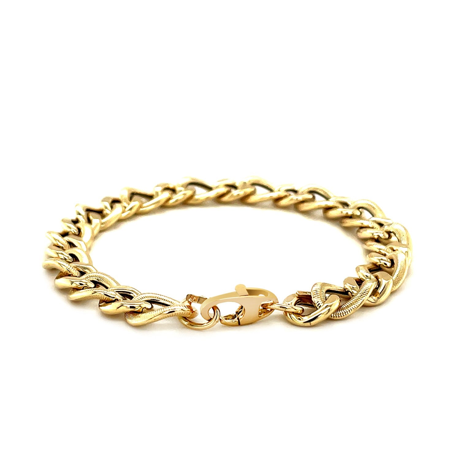 Curb Chain Design with Diamond Cuts in 14KT Yellow Gold