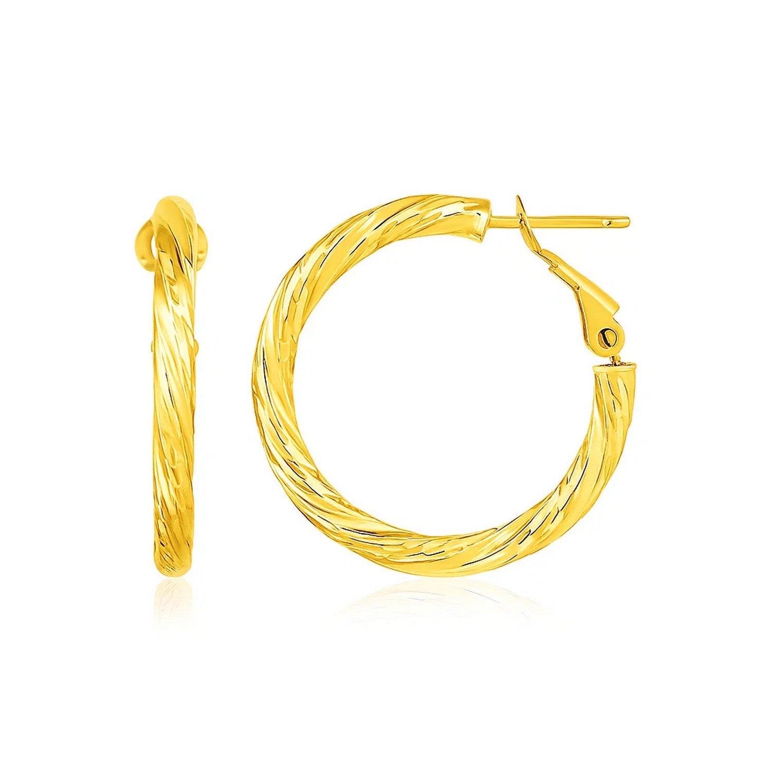 Petite Twisted Round Hoop in 14K Yellow Gold