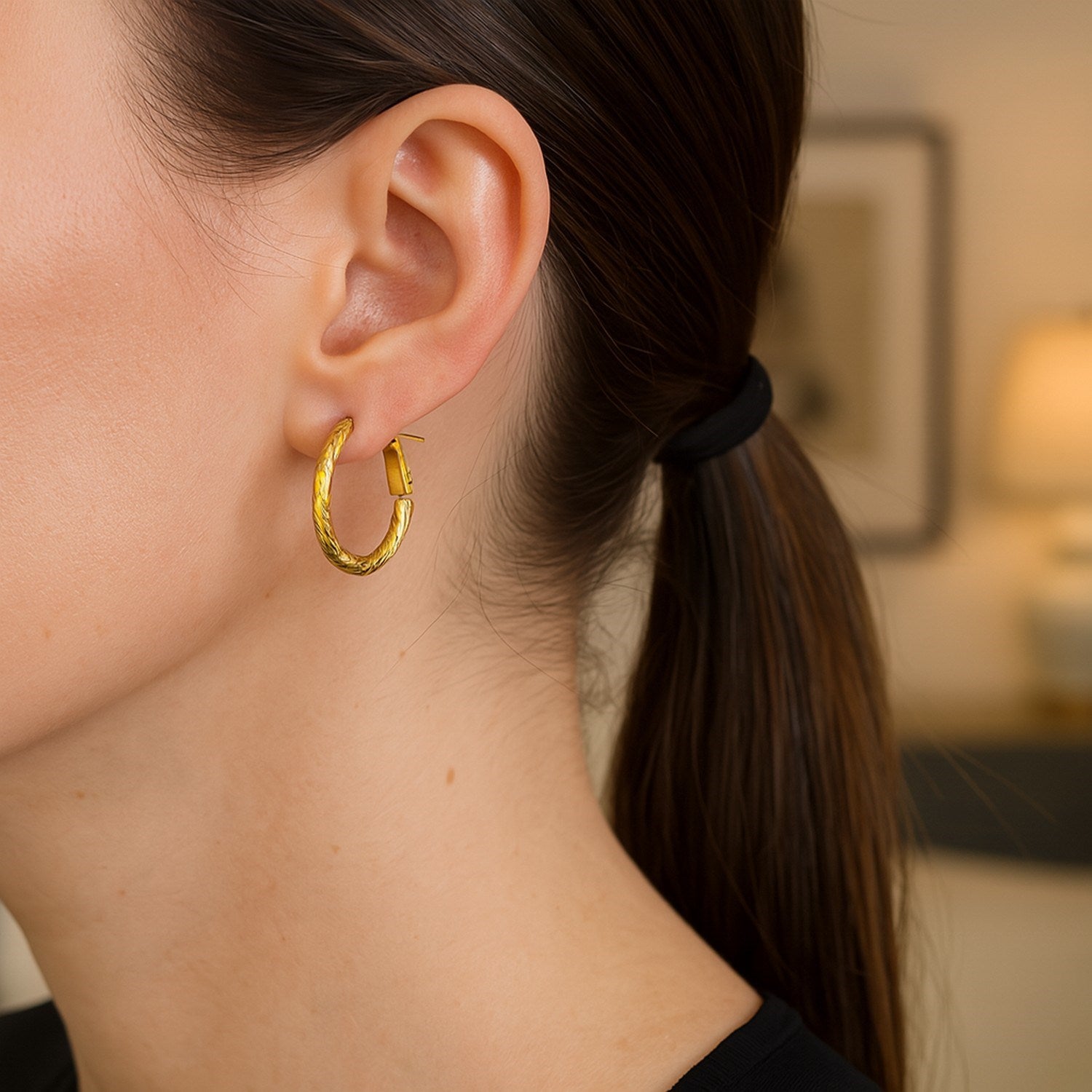 Petite Twisted Round Hoop in 14K Yellow Gold