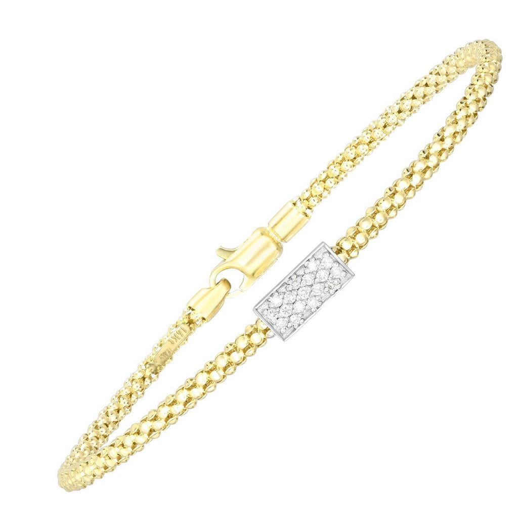 Popcorn Short Diamond Bar in 14KT Yellow Gold