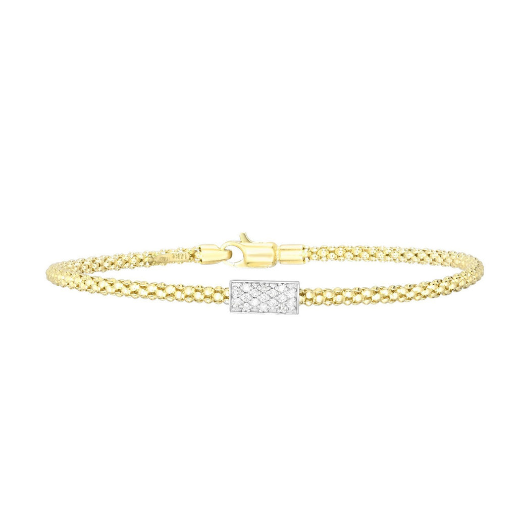 Popcorn Short Diamond Bar in 14KT Yellow Gold