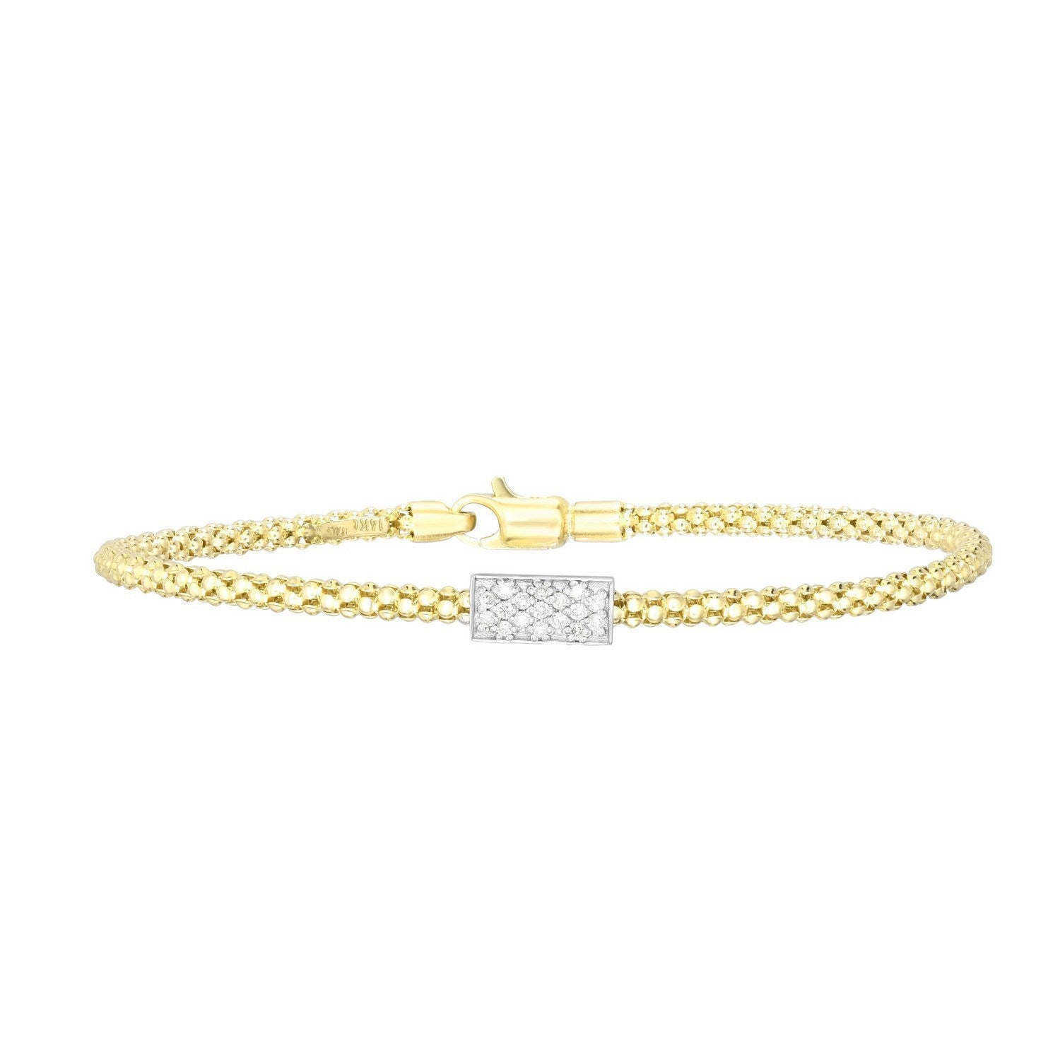Popcorn Short Diamond Bar in 14KT Yellow Gold