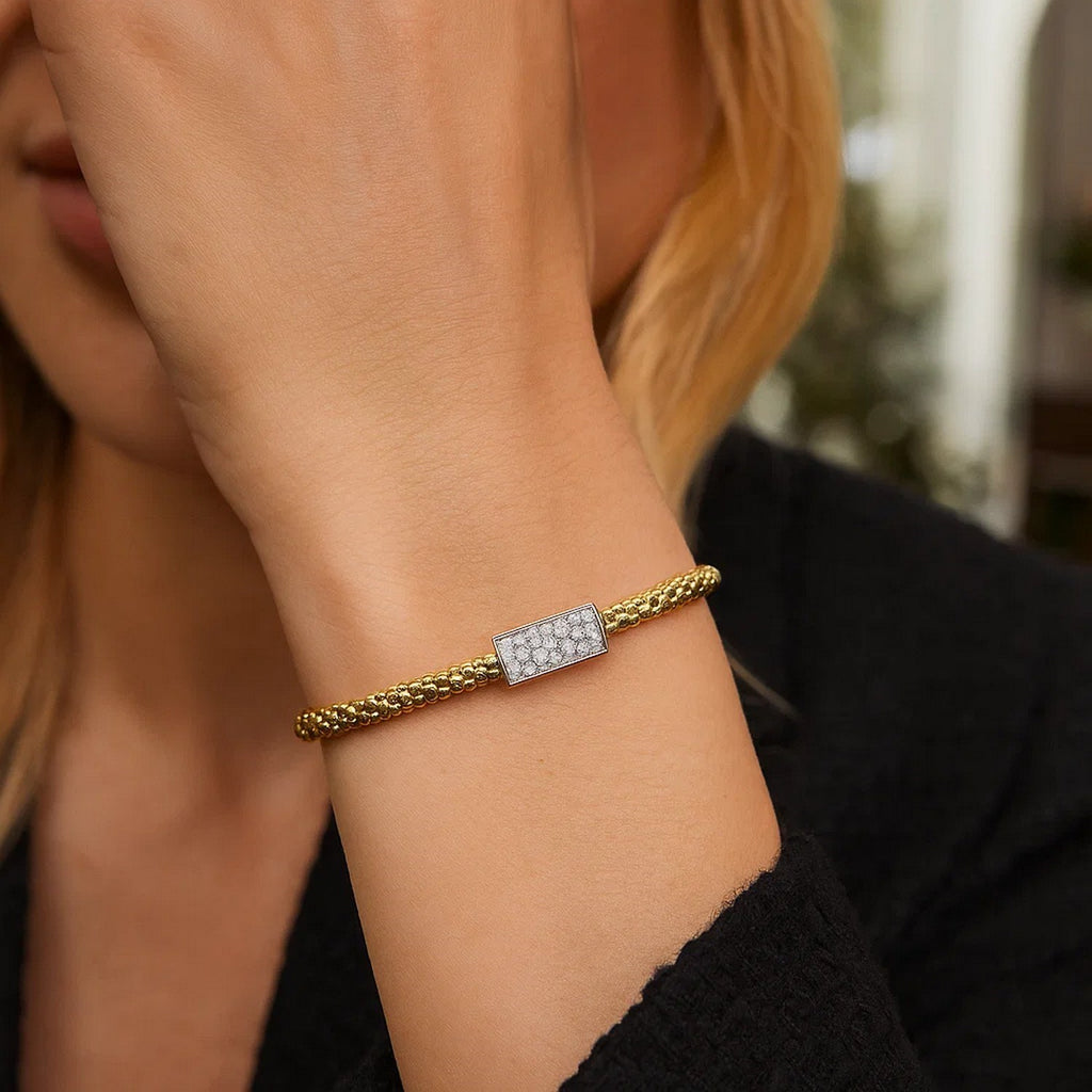 Popcorn Short Diamond Bar in 14KT Yellow Gold