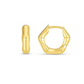 Bamboo Huggie Hoops in 14K Yellow Gold