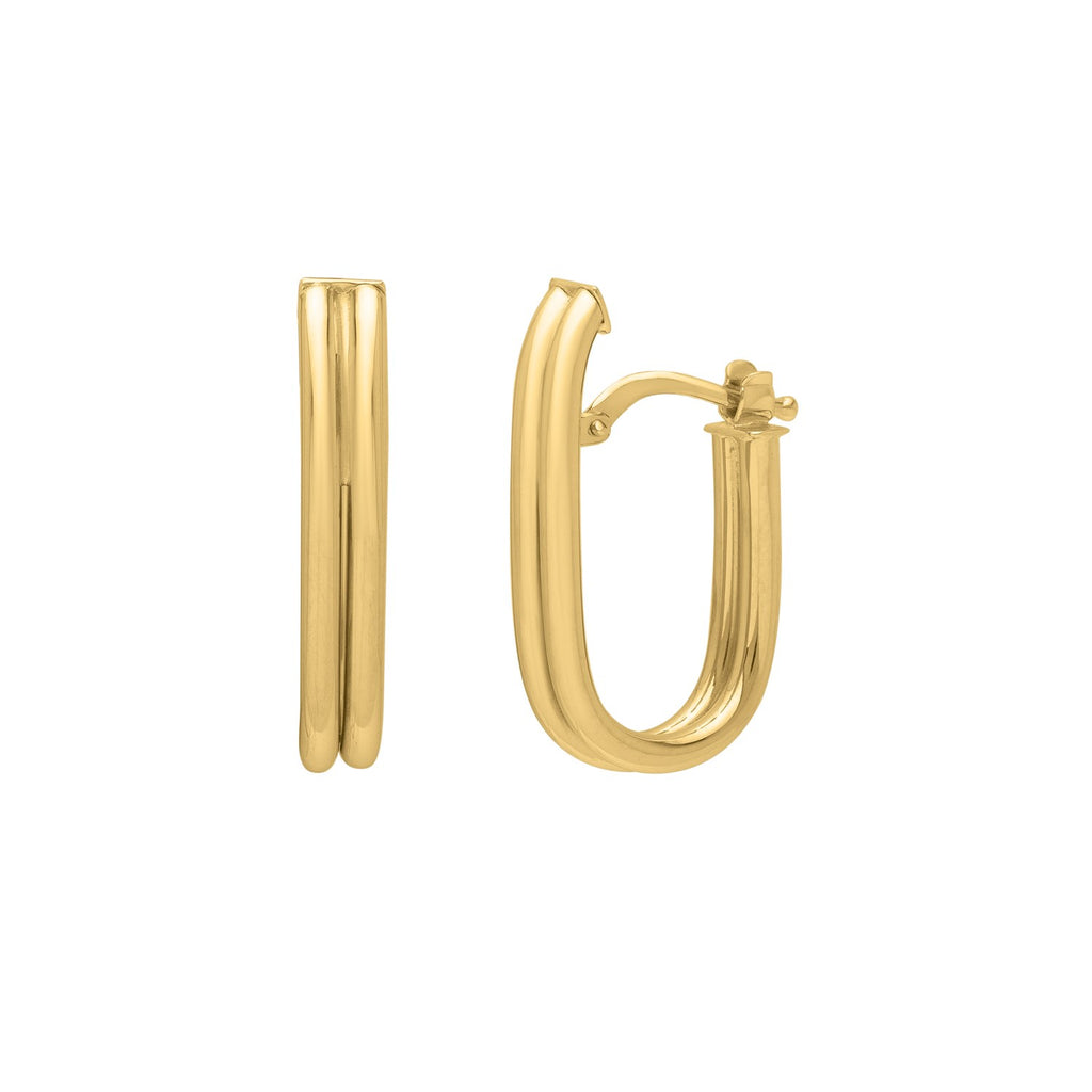 Double Oval Tube Hoop in 14K Yellow Gold
