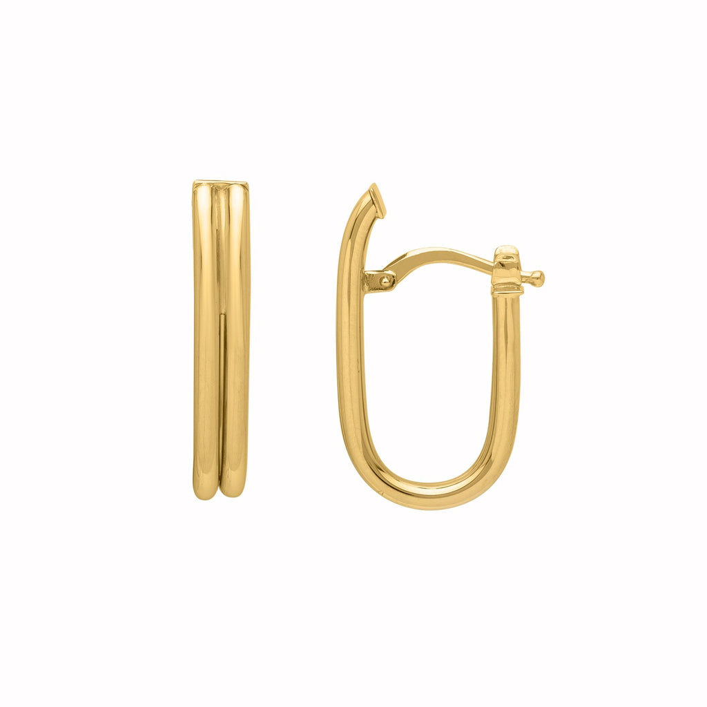 Double Oval Tube Hoop in 14K Yellow Gold
