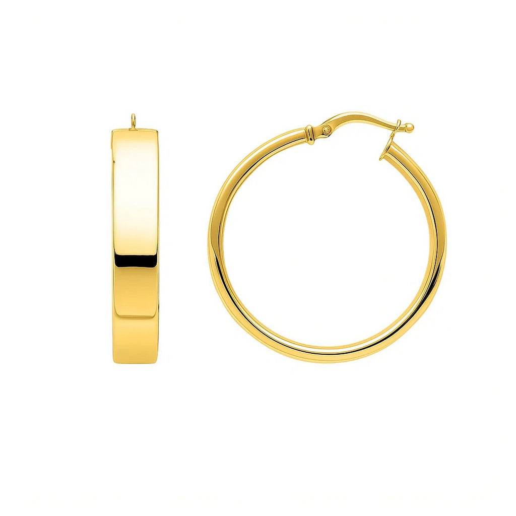 Large Tube Shaped Hoop in 14K Yellow Gold