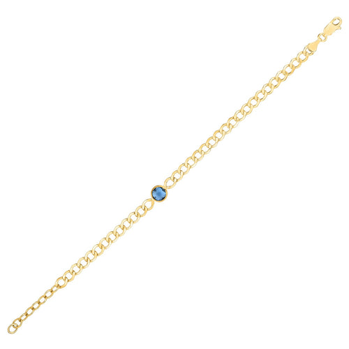 Blue Topaz Curb Chain in 14KT Yellow Gold