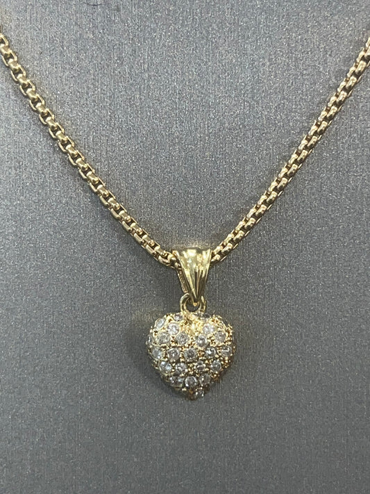 14K Yellow Gold Diamond Micro Heart Pendant