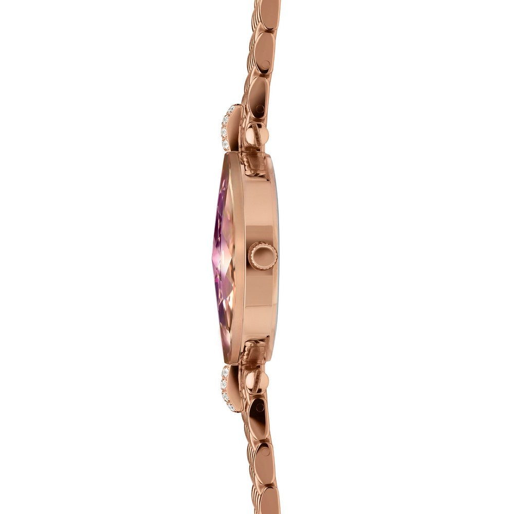 FACET STRASS, Brilliant-Cut, Rose GP Swiss Quartz Watch, 15mm Band - Burgundy Dial | MSRP: $369.90