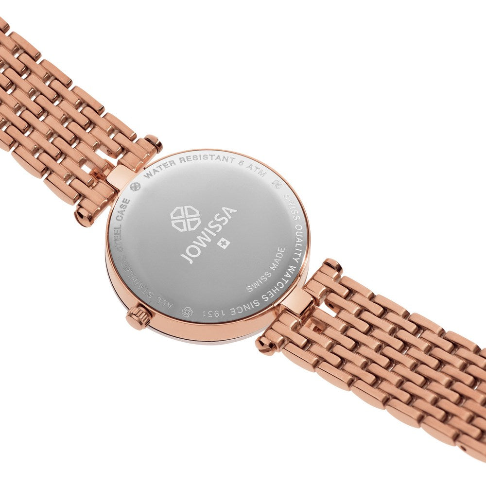 FACET STRASS, Brilliant-Cut, Rose GP Swiss Quartz Watch, 15mm Band - Burgundy Dial | MSRP: $369.90