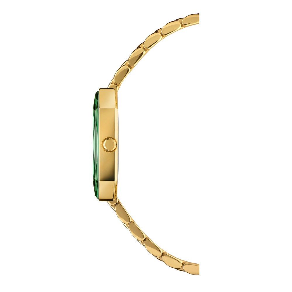 FACET RADIANT, Princess-Cut, Gold Plated Swiss Quartz Watch, 15mm Band - Green Dial | MSRP: $369.90