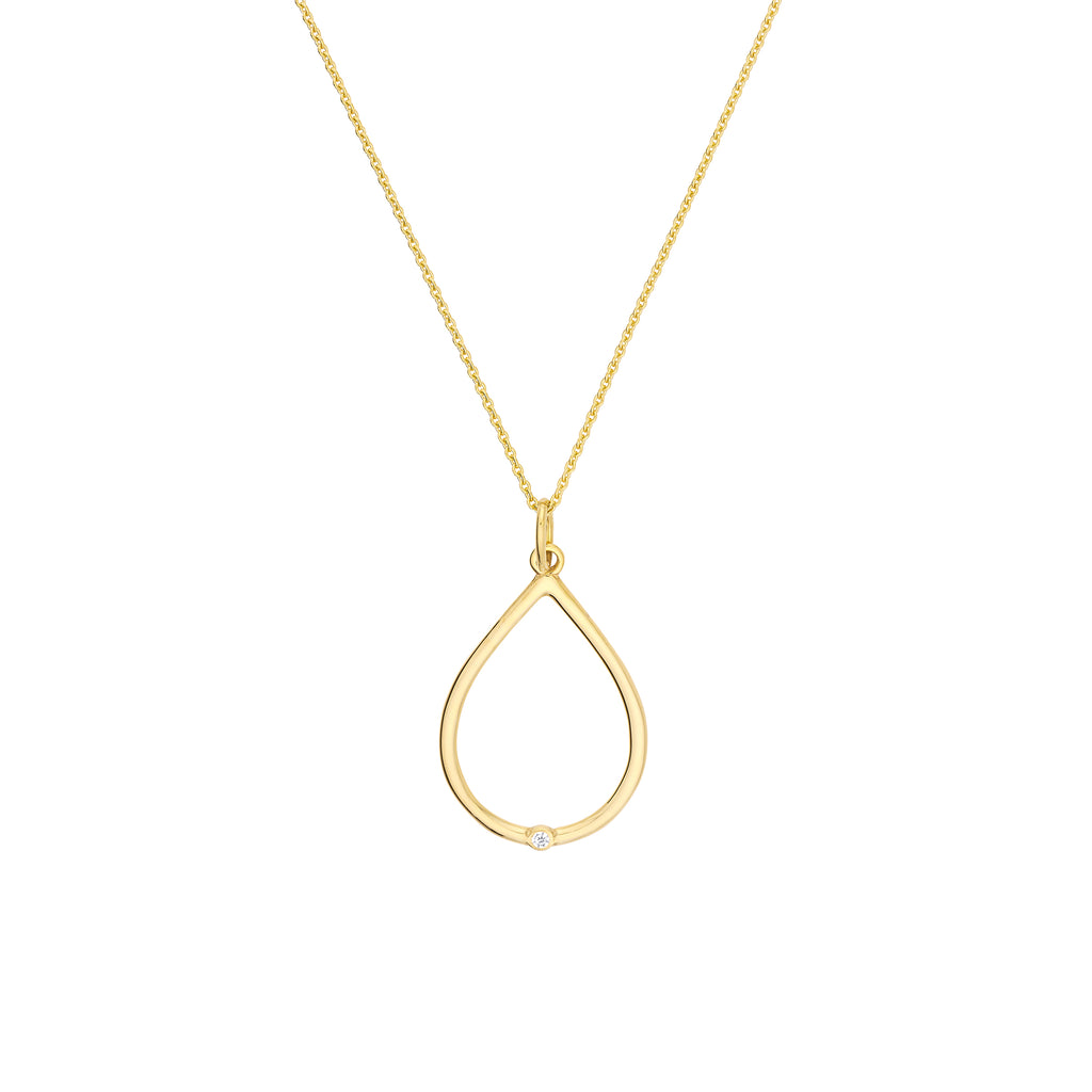 Open Teardrop Pendant with 1pt Diamond — ALT2