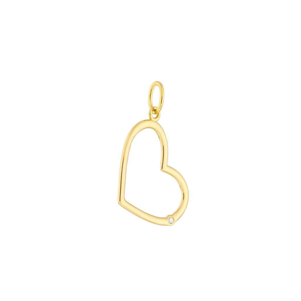 Tilted Open Heart Pendant with 1pt Diamond — ALT1