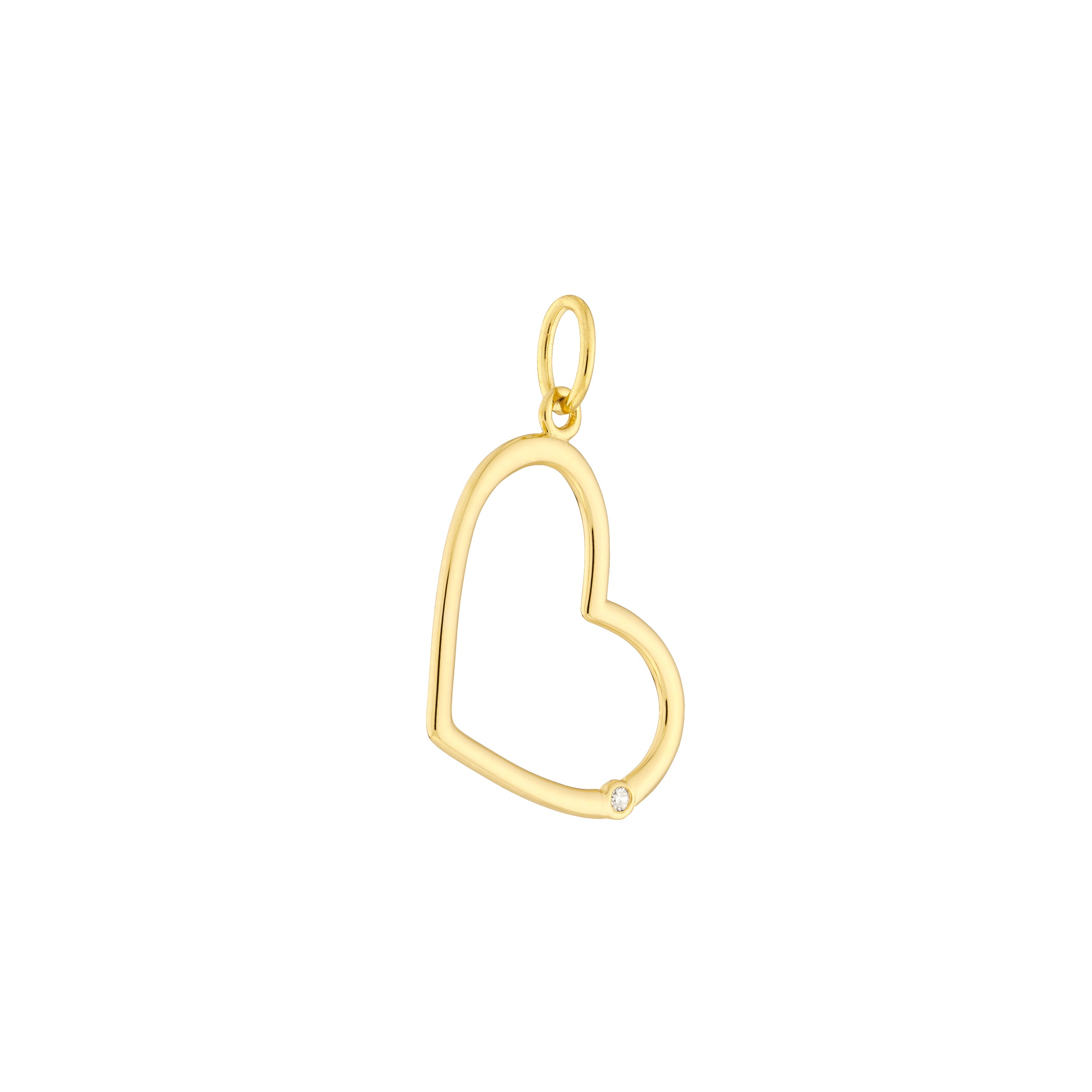 Tilted Open Heart Pendant with 1pt Diamond — ALT1