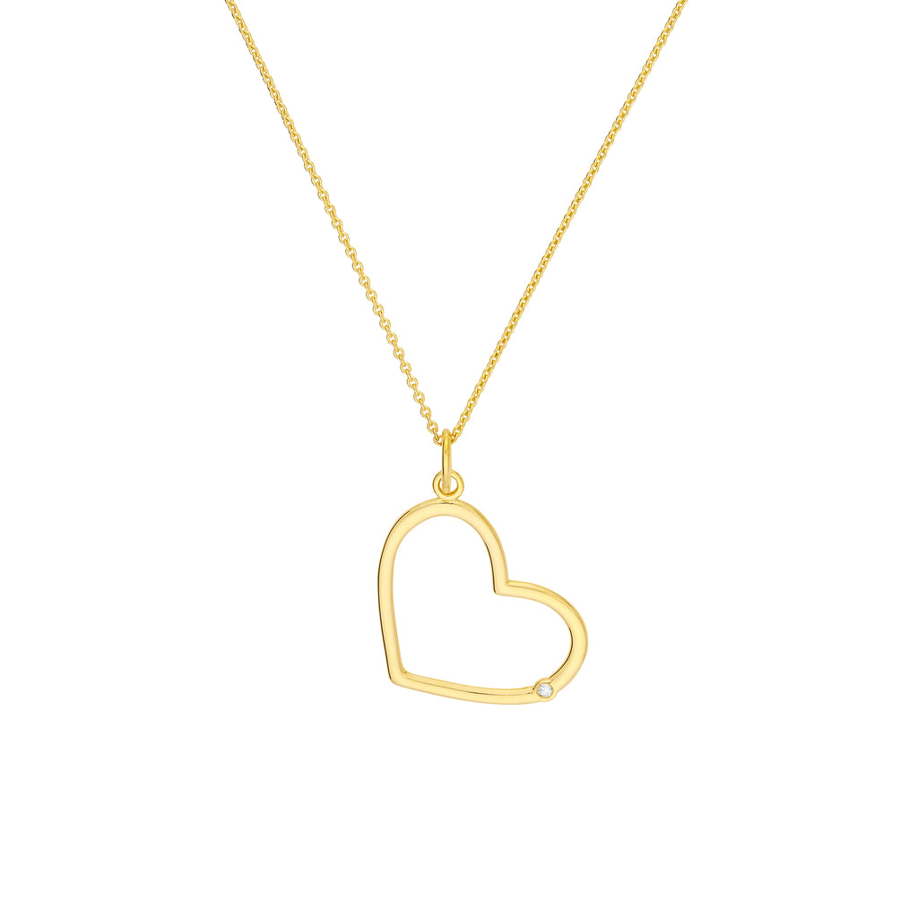 Tilted Open Heart Pendant with 1pt Diamond — ALT2
