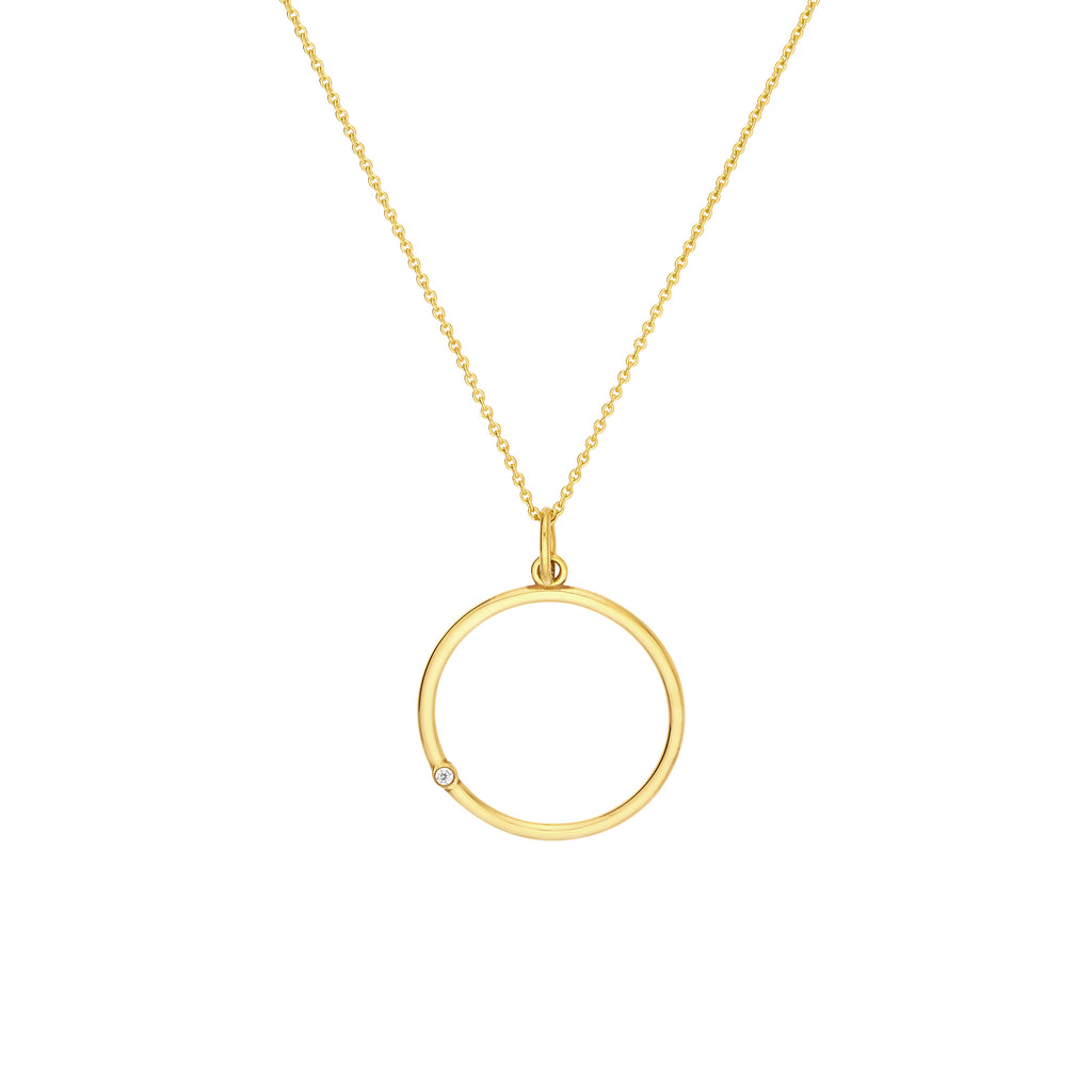 Open Circle Pendant with 1pt Diamond — ALT2