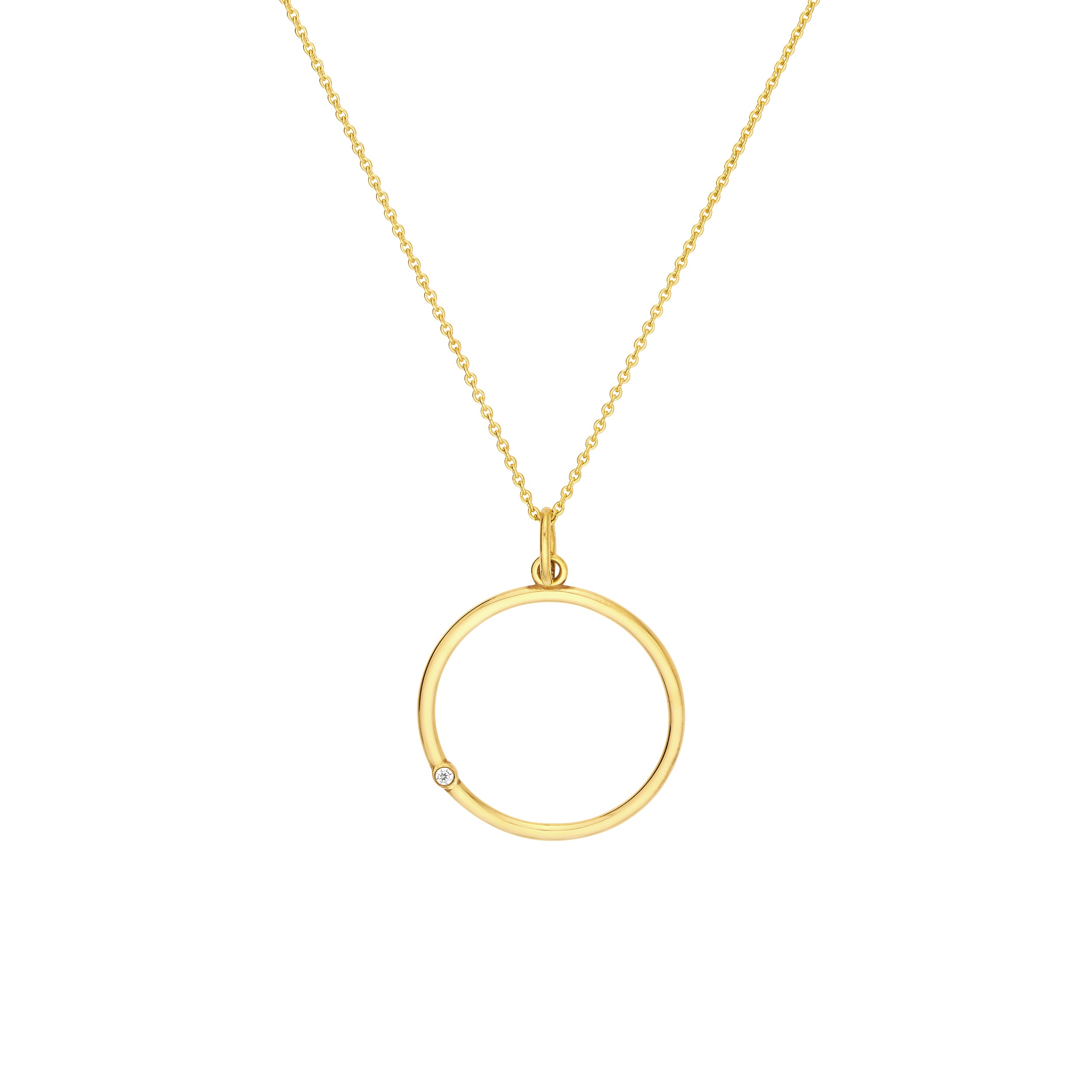 Open Circle Pendant with 1pt Diamond — ALT2