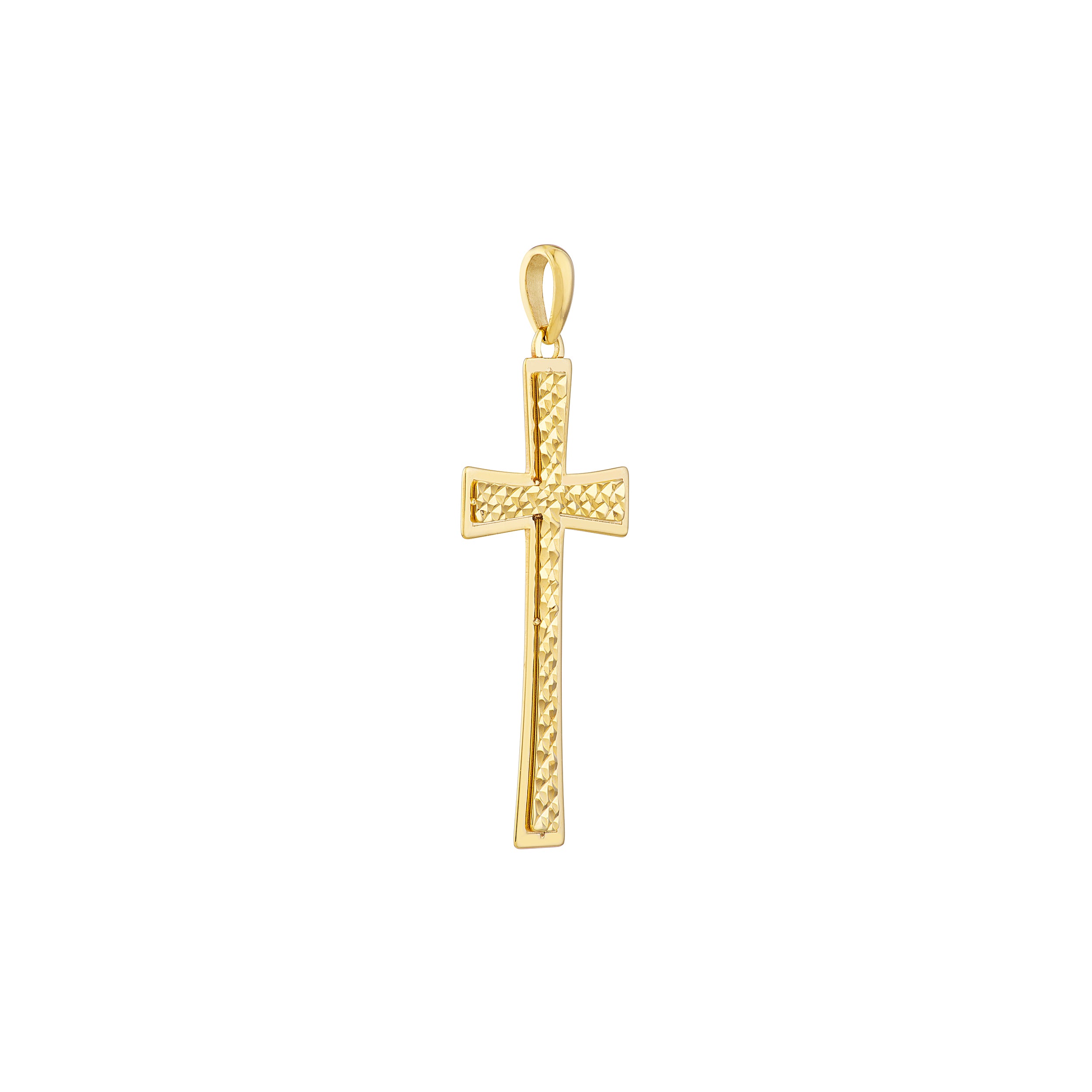 Diamond-Cut Tapered Cross Pendant — ALT1