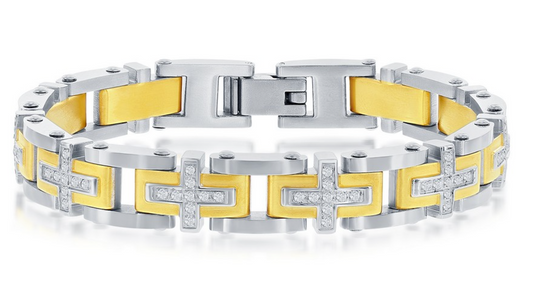 Men's Two-Tone Gold Plated Stainless Steel Bracelet