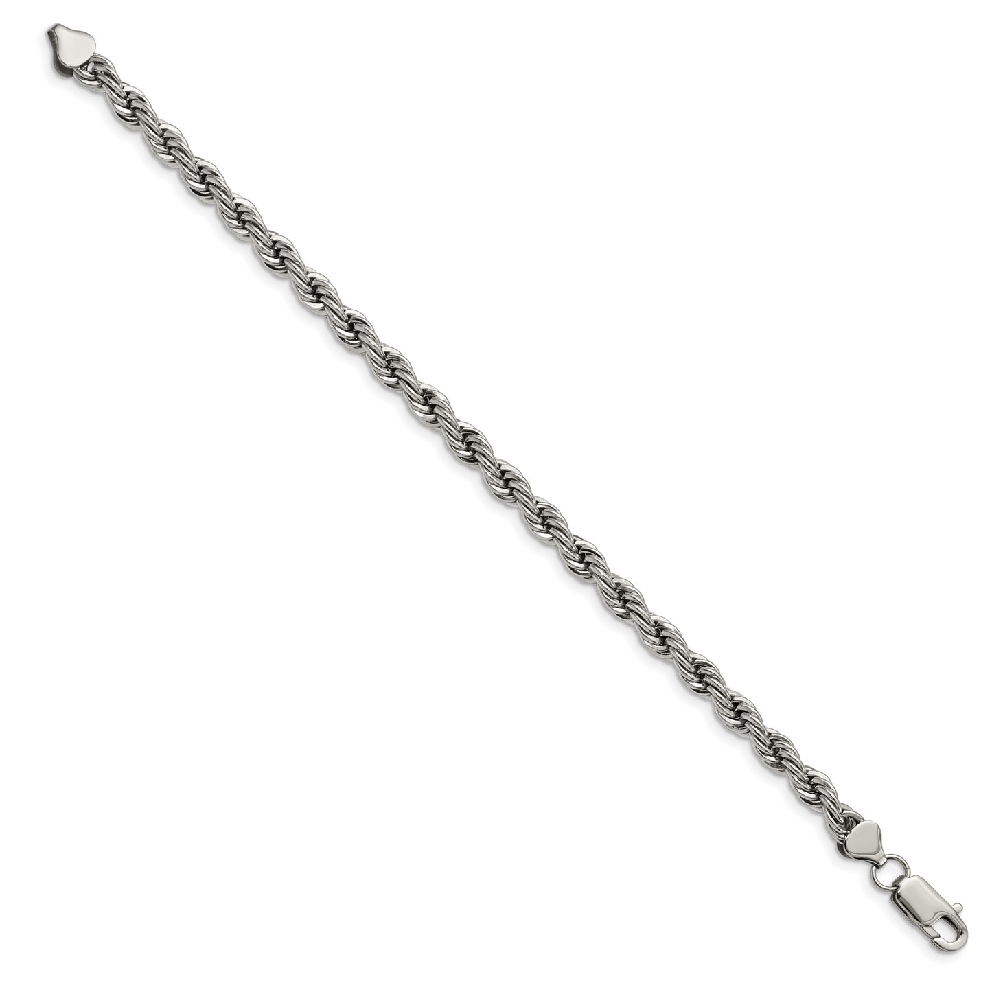 Stainless Steel Polished 6mm 8.5in Rope Bracelet