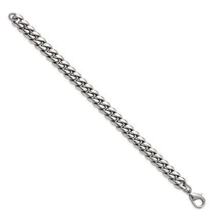 Stainless Steel Polished 8.5in Curb Chain Bracelet