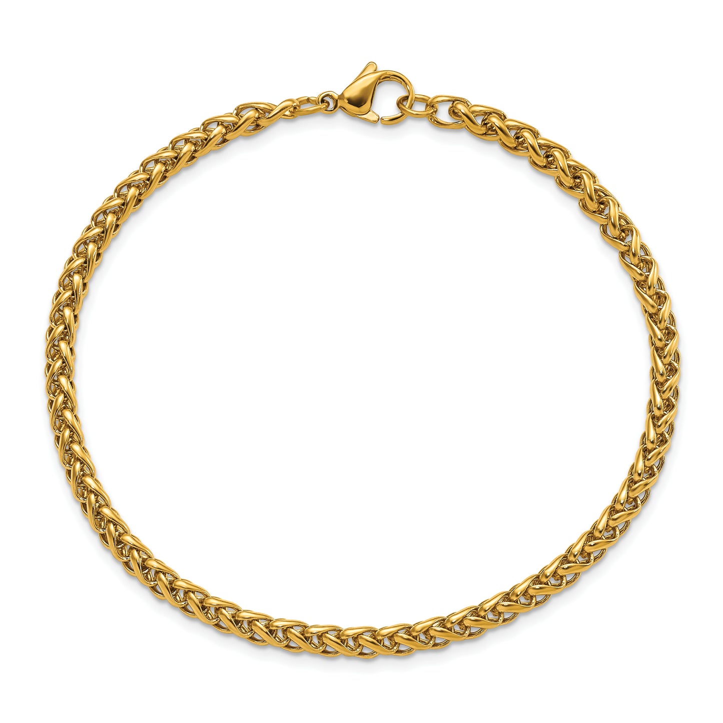 Stainless Steel Polished Yellow IP 8.5in Spiga 4mm Chain Bracelet