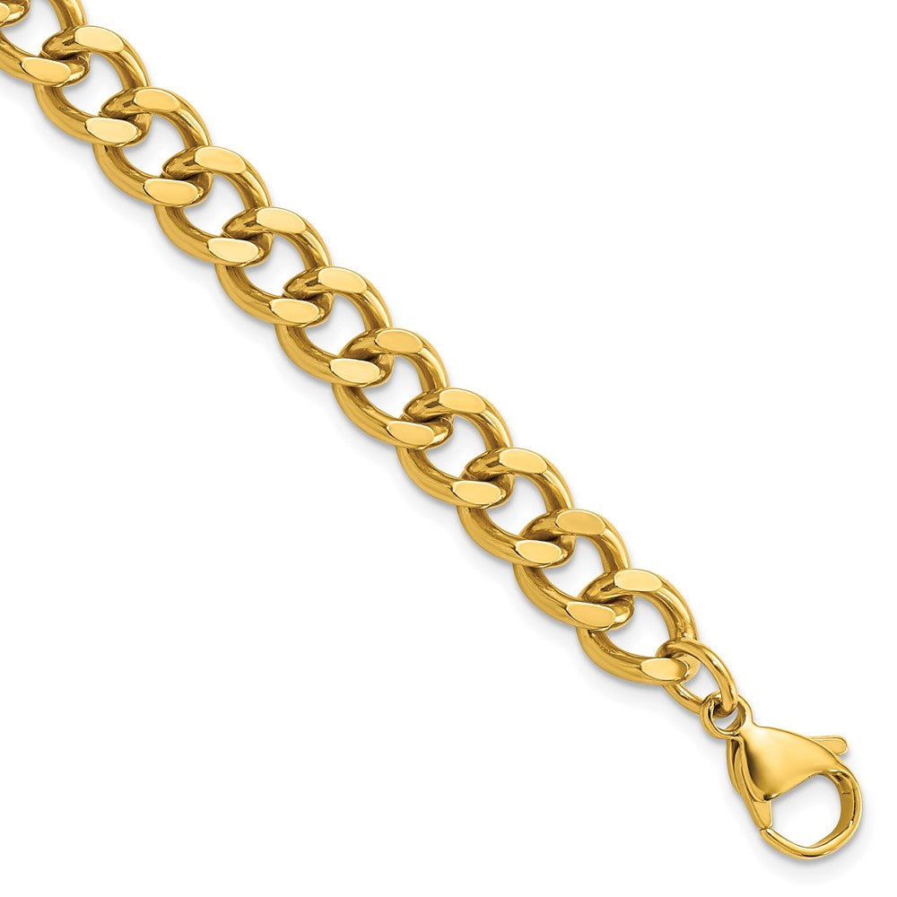 Stainless Steel Polished Yellow IP 8.5in Curb 8mm Chain Bracelet