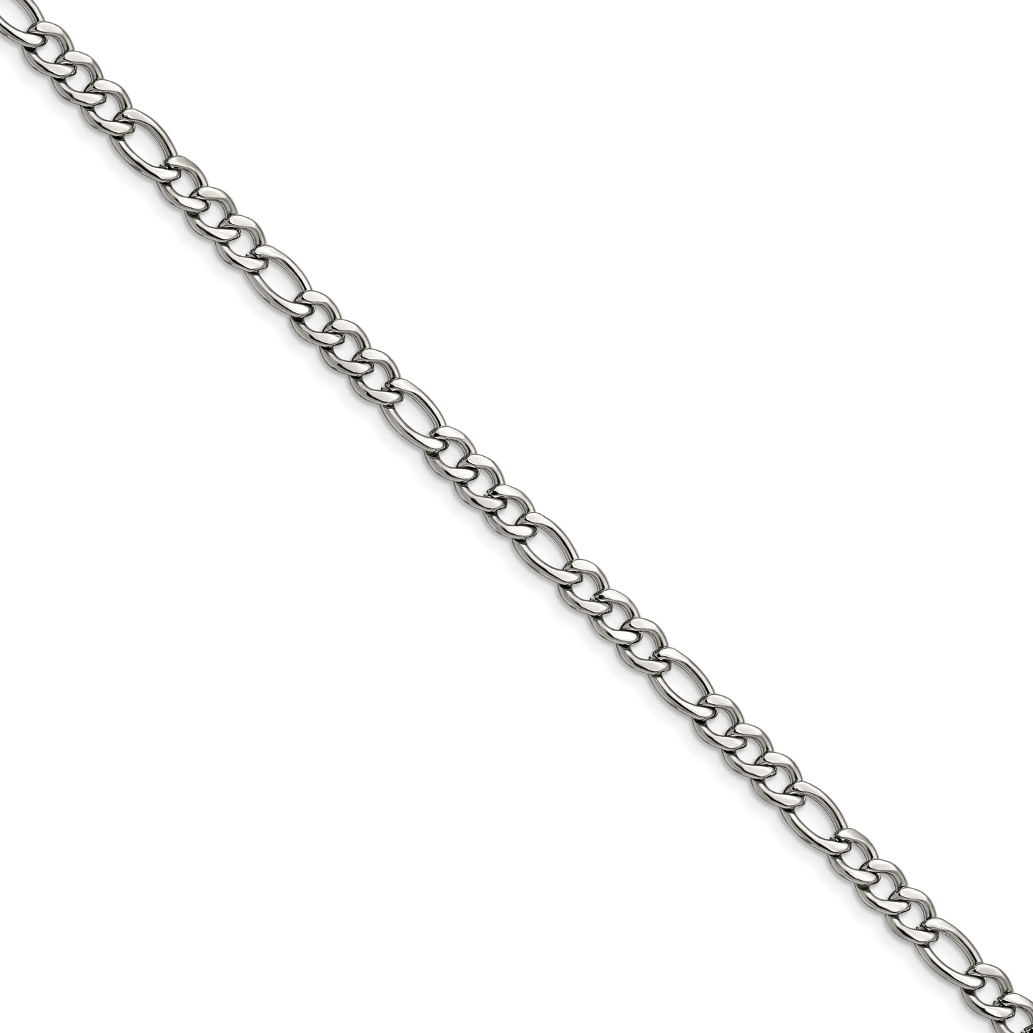 Stainless Steel Polished 5.3mm 24in Figaro Chain