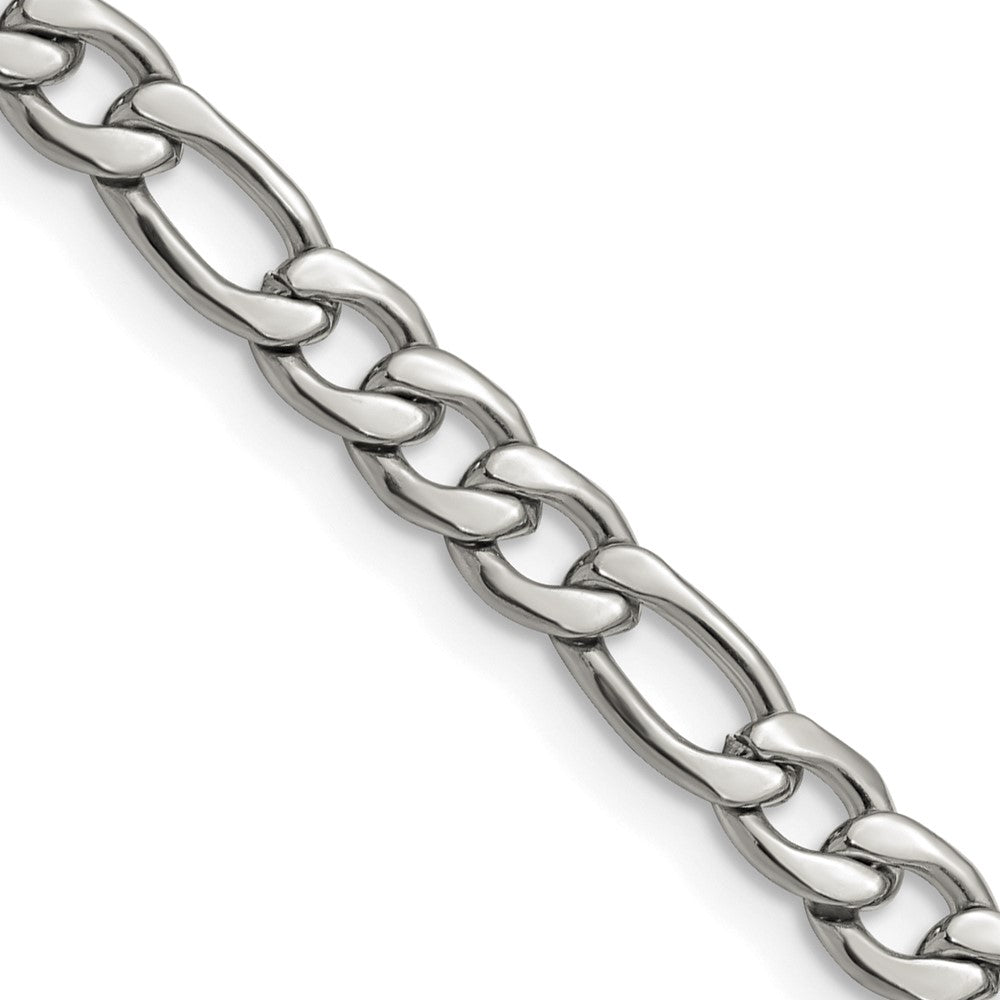 Stainless Steel Polished 6.3mm 22in Figaro Chain