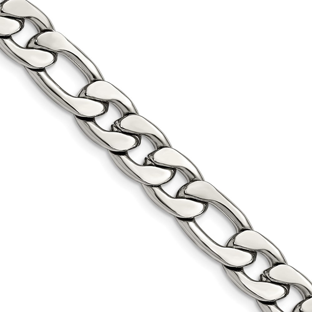 Stainless Steel Polished 8.75mm 22in Figaro Chain