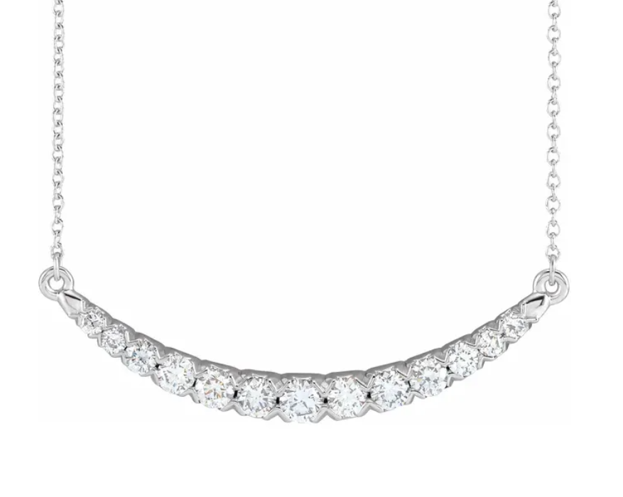 14K Gold Diamond Bar Necklace