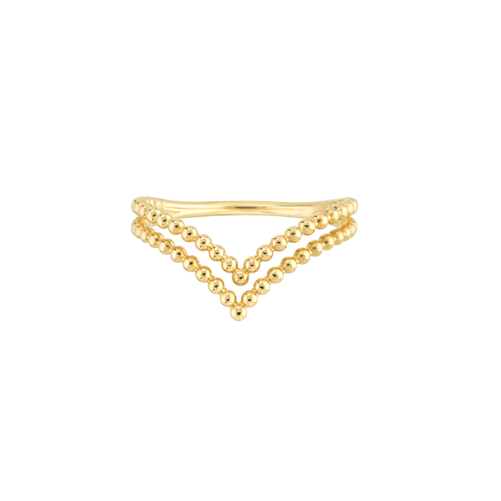 Double Beaded Chevron Design Ring