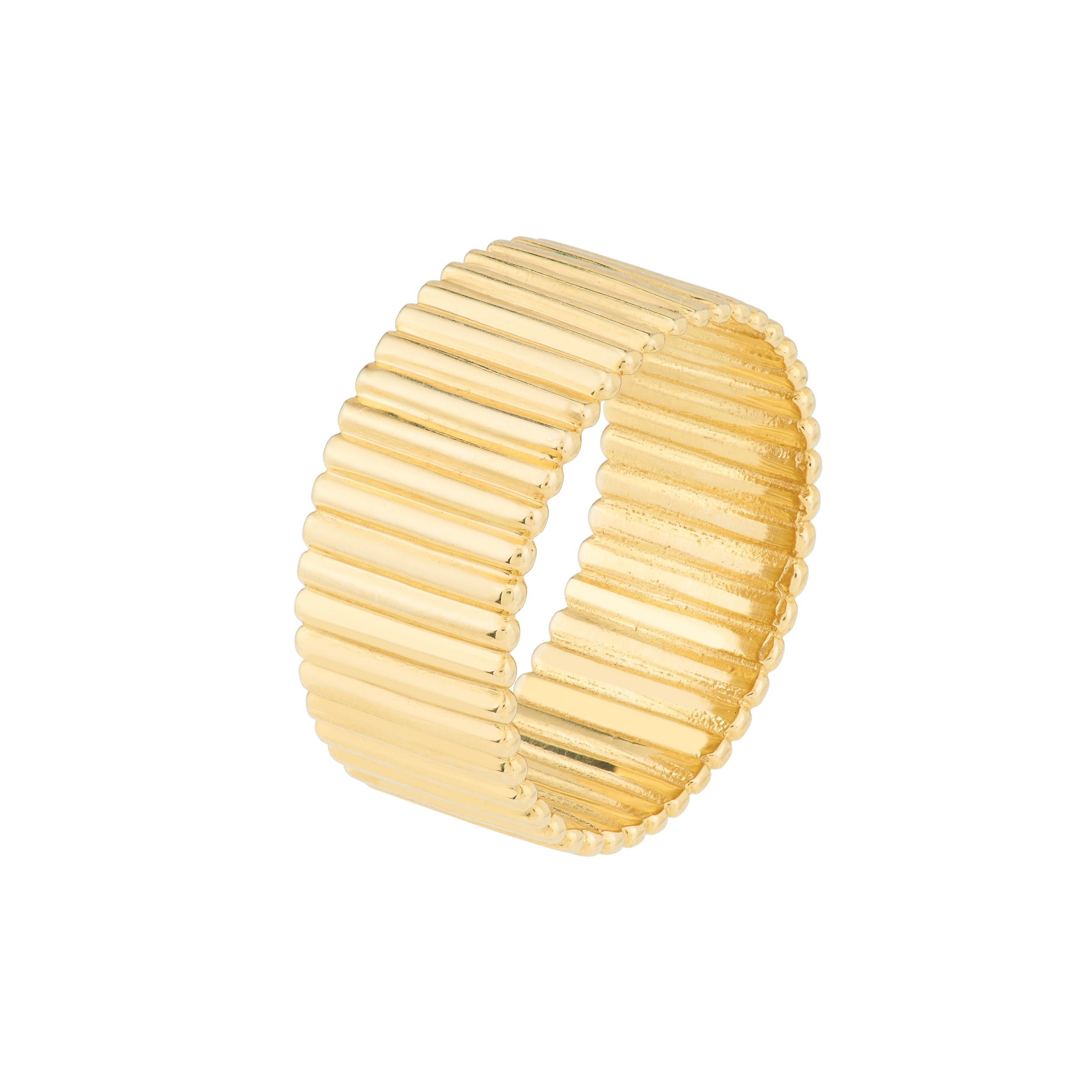 Ribbed Cigar Wide Band Ring — ALT1