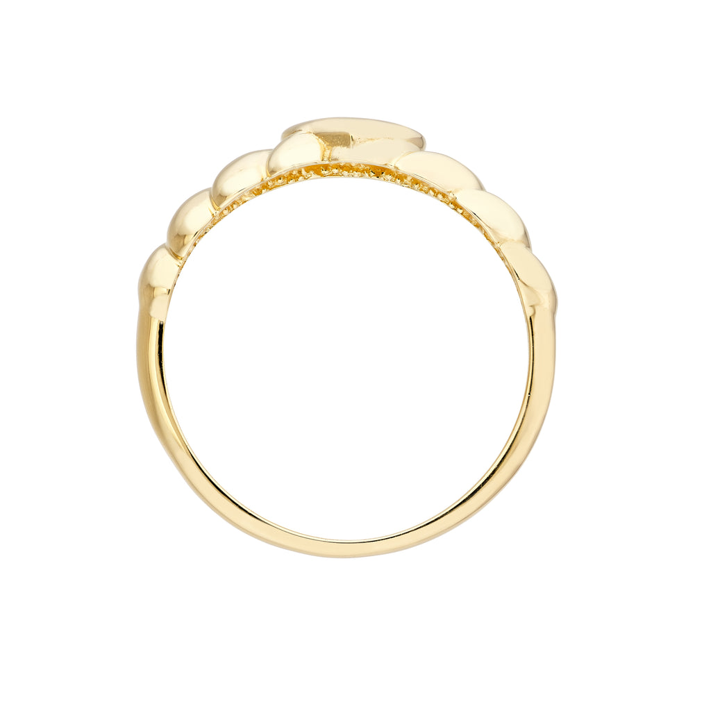 Puffed Heart Ribbed Sides Ring — ALT1