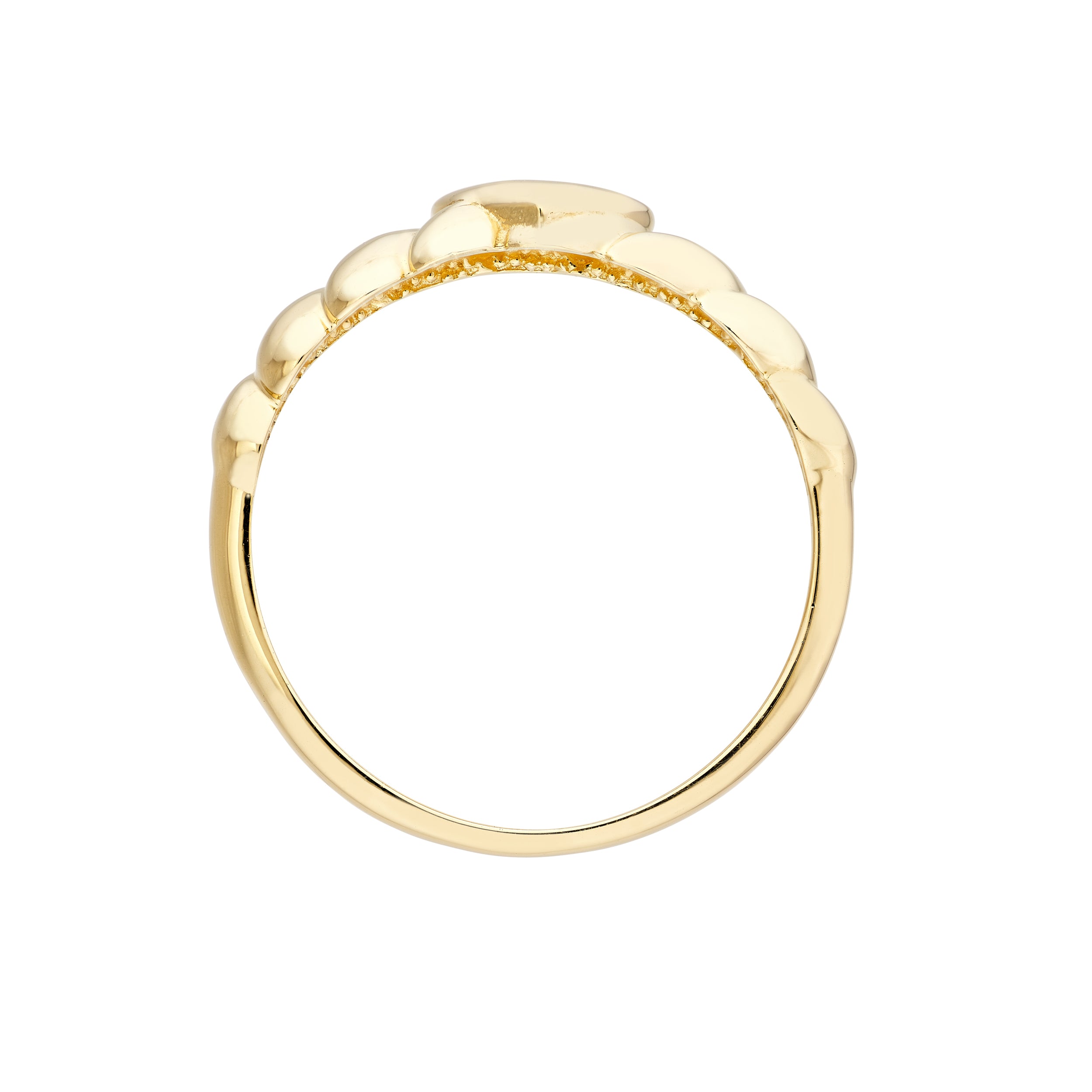 Puffed Heart Ribbed Sides Ring — ALT1