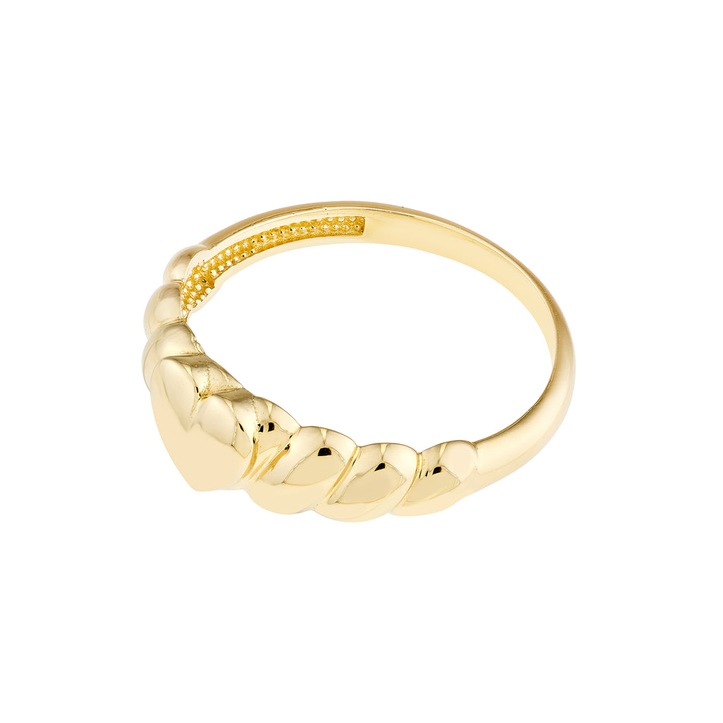 Puffed Heart Ribbed Sides Ring — ALT3