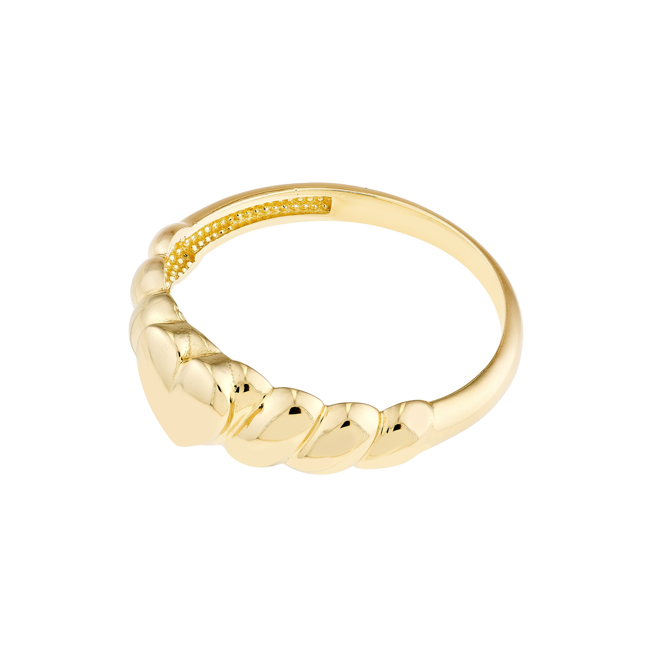 Puffed Heart Ribbed Sides Ring — ALT3