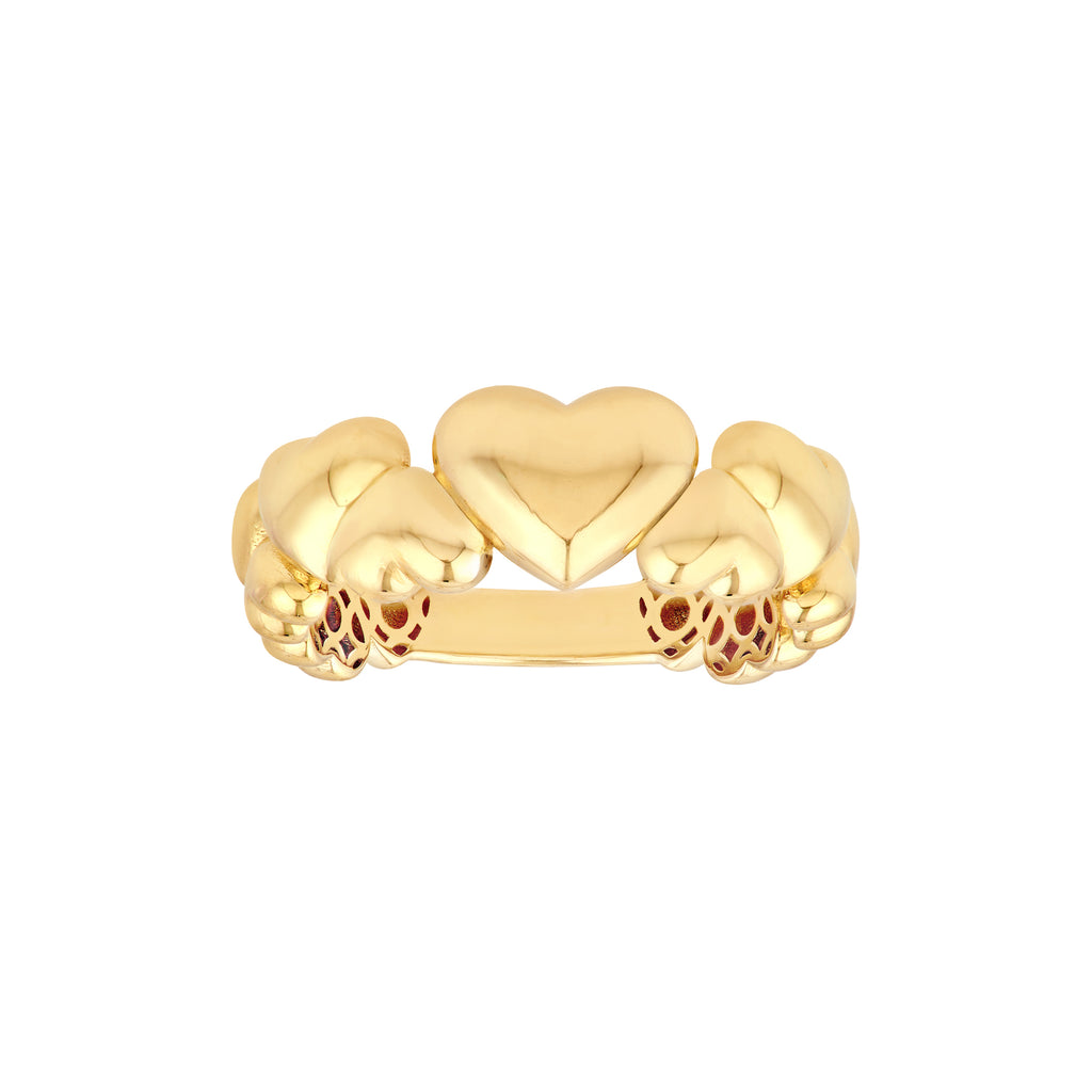 Alternating Puffy Hearts Ring