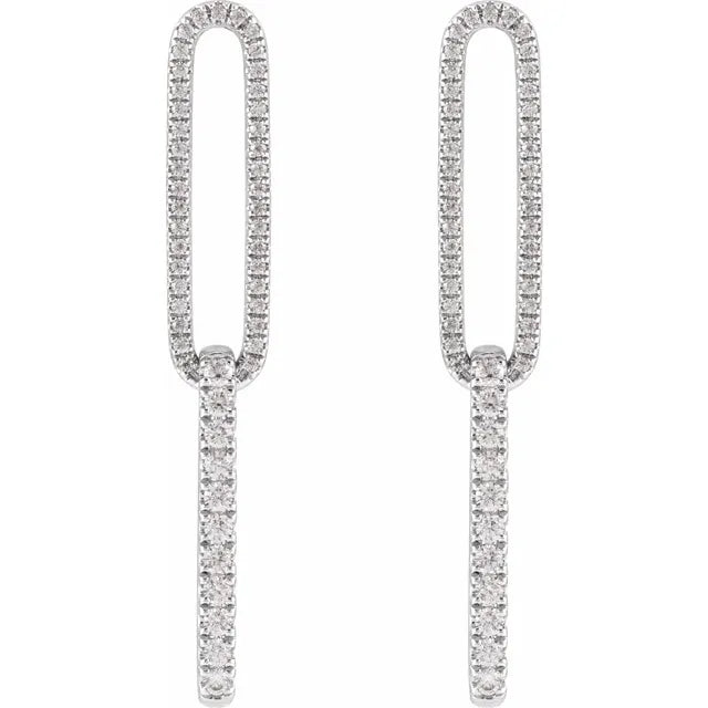 14K White 1/2 CTW Lab-Grown Diamond Elongated Link Earrings