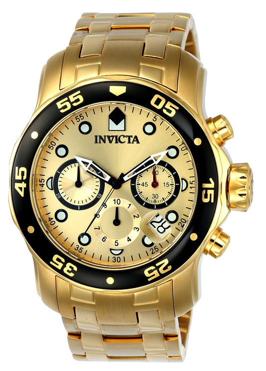 Invicta Men's ILE0072A Pro Diver Quartz Chronograph Gold Dial Watch