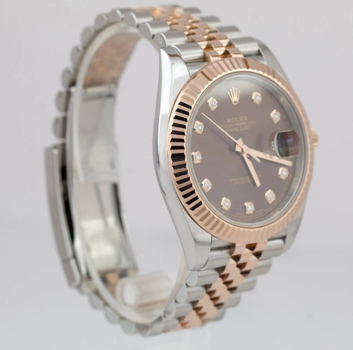 Rolex Datejust 41 Rose Gold Chocolate Diamond Two-Tone Jubilee 126331 41mm Watch
