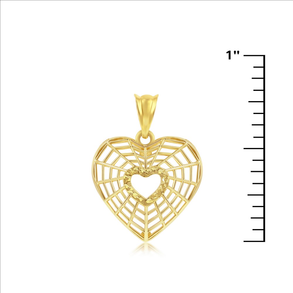 Yellow Gold Cut-Out Heart Pendant - 14K Gold