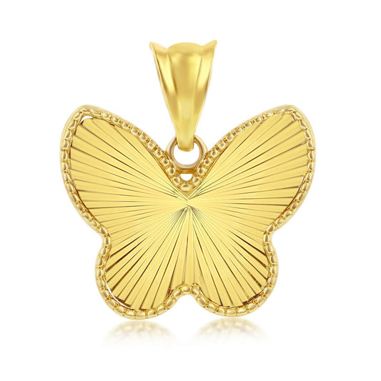 Yellow Gold Diamond-Cut Butterfly Pendant - 14K Gold