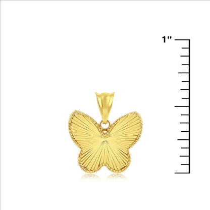 Yellow Gold Diamond-Cut Butterfly Pendant - 14K Gold