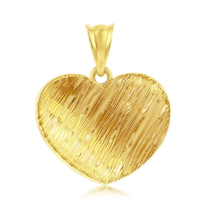 Yellow Gold Textured Heart Pendant - 14K Gold