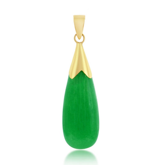 14K Yellow Gold, Jade Pear-shaped Pendant