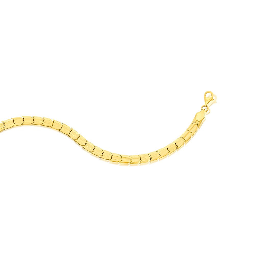 14K Yellow Gold, Wide 5mm Chevron Design Bracelet