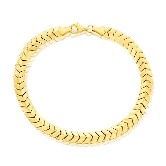 14K Yellow Gold, 5.5mm Chevron Style Bracelet